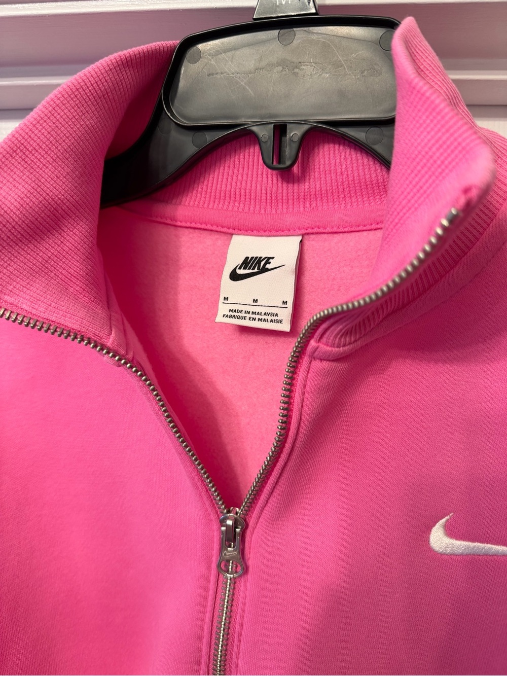 Nike Pink Half-Zip Cropped Sweatshirt - Picture 2 of 3